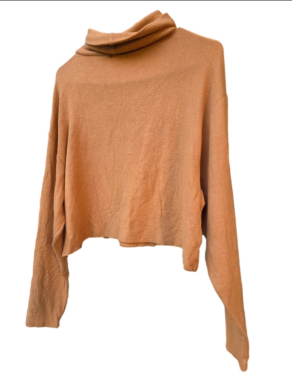 Women's Le Lis Brown cropped Turtleneck Sweater Size M soft cozy fall y2k camel